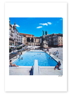 "The pool" collage by Lance. A4, A3 reproductions