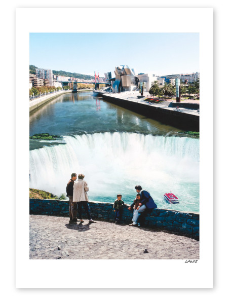 Collage "Bilbao Falls" by Lance. A4, A3 reproductions