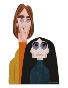"John y Yoko" by Mikel Casal. Wooden figure