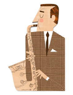 Egurra "Stan Getz" de Mikel Casal. Figura de madera