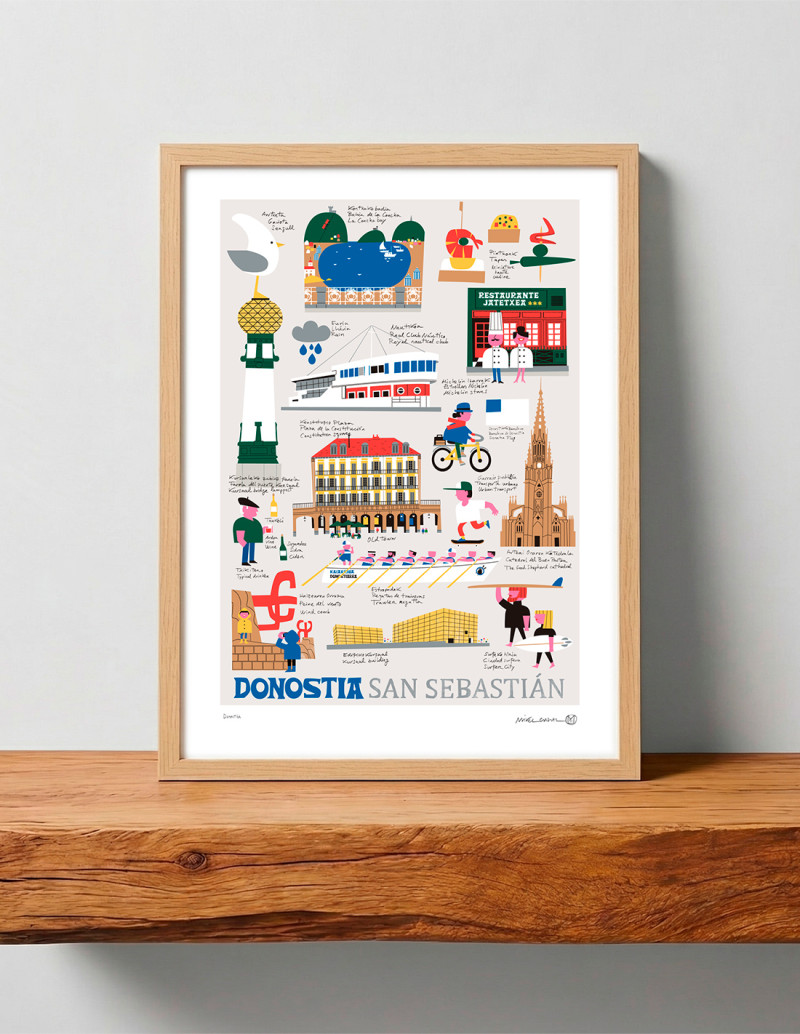 Illustration "Donostia" by Mikel Casal. A5, A4,...