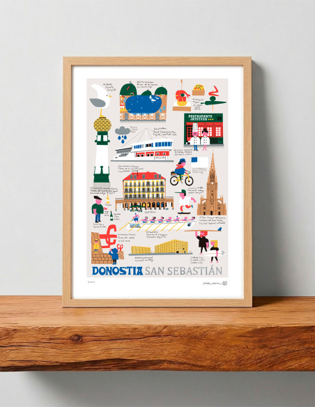 Ilustración "Donostia" de Mikel Casal. Reproducciones A5, A4, A3 y A2