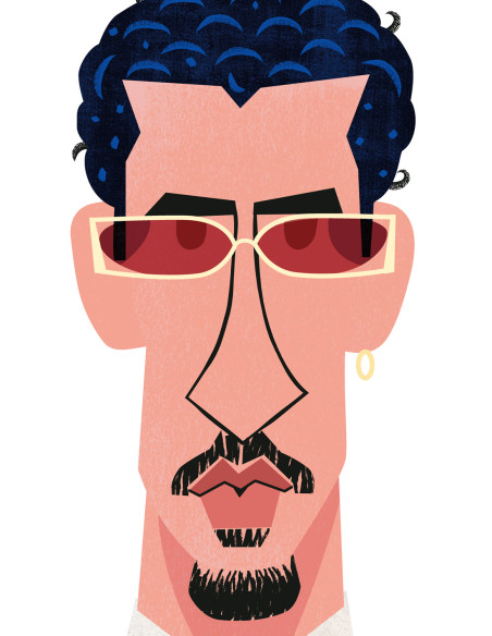 Ilustración "Bad Bunny" de Mikel Casal. Reproducción A5 firmada