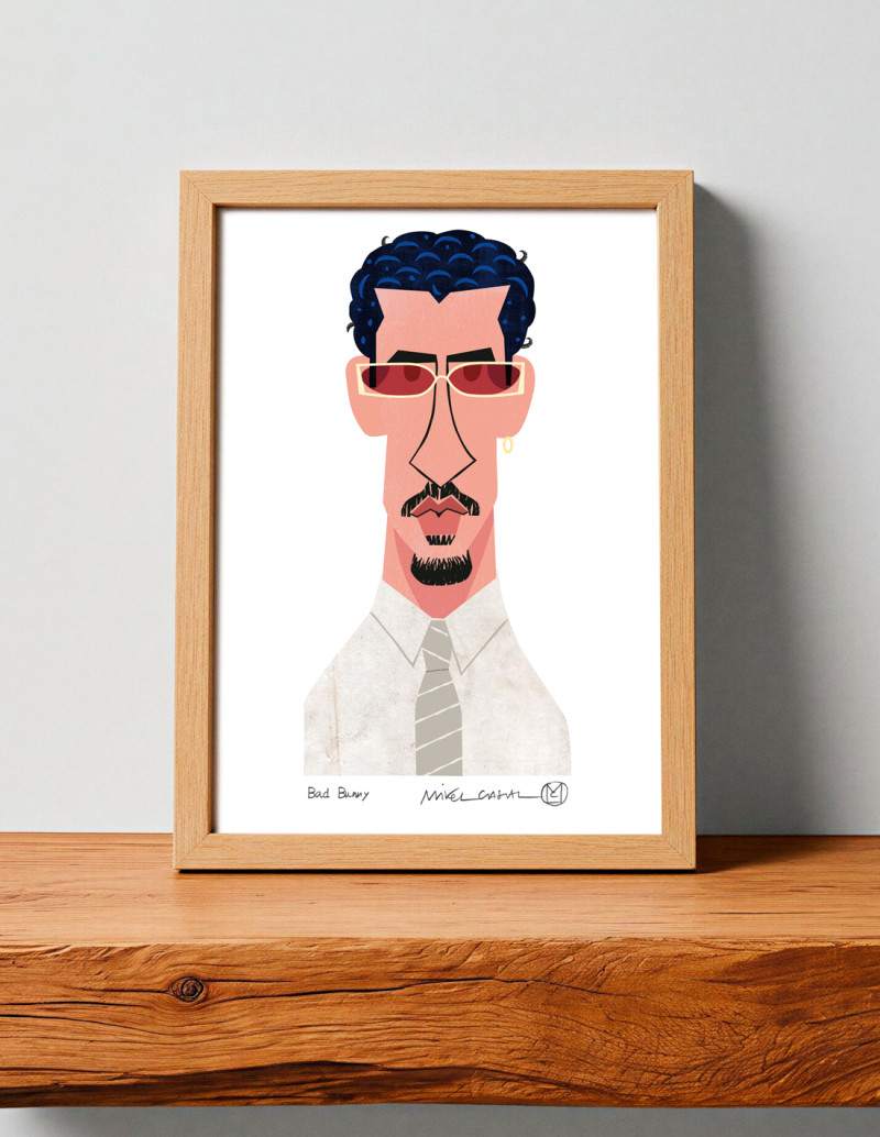 Illustration "Bad Bunny" by Mikel Casal. Signed...